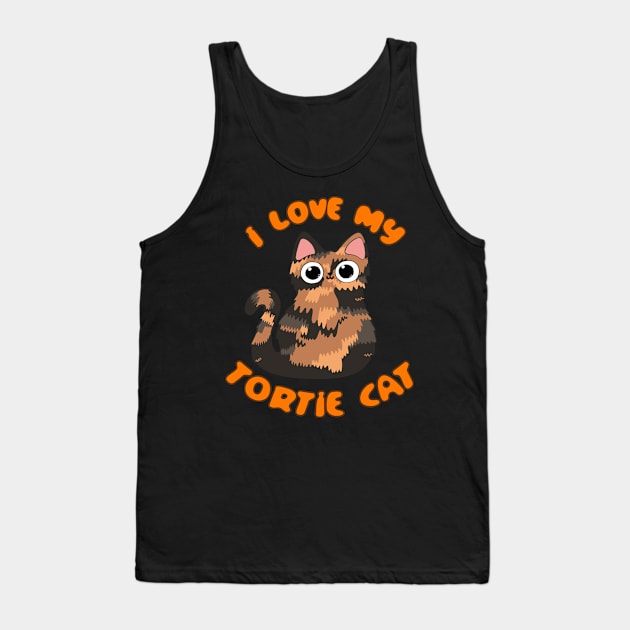 I Love My Tortie Cat Tortoiseshell Kitty Torbie Kawaii Chibi Tank Top by BluVelvet